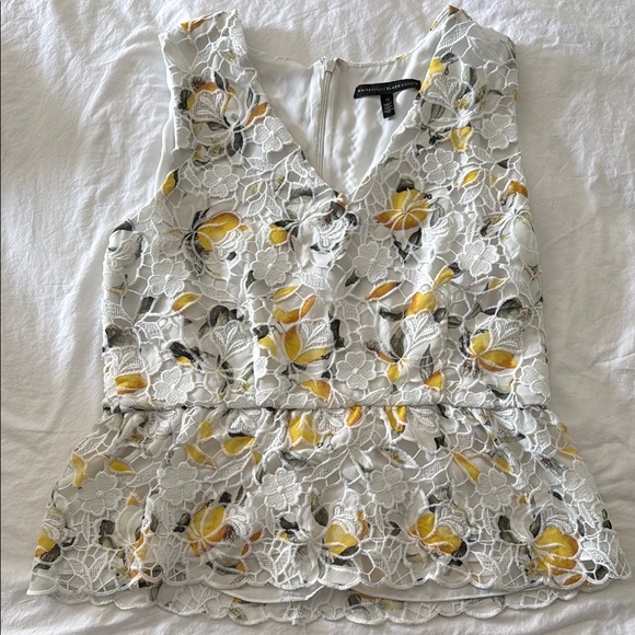White House Black Market Tops - White House Black Market Cream Peplum Embellished Blouse